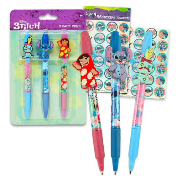 Disney Stitch 3pk Pens with Rubber