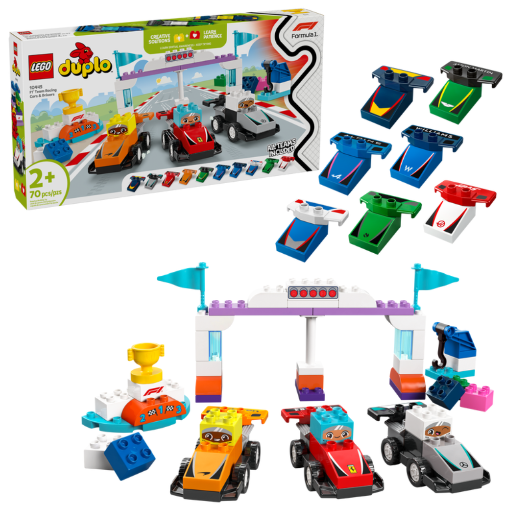 LEGO DUPLO Town F1 Team Race Cars & Drivers Building Toy Playset - 10445