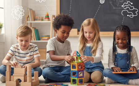pictures of kids plying with toys