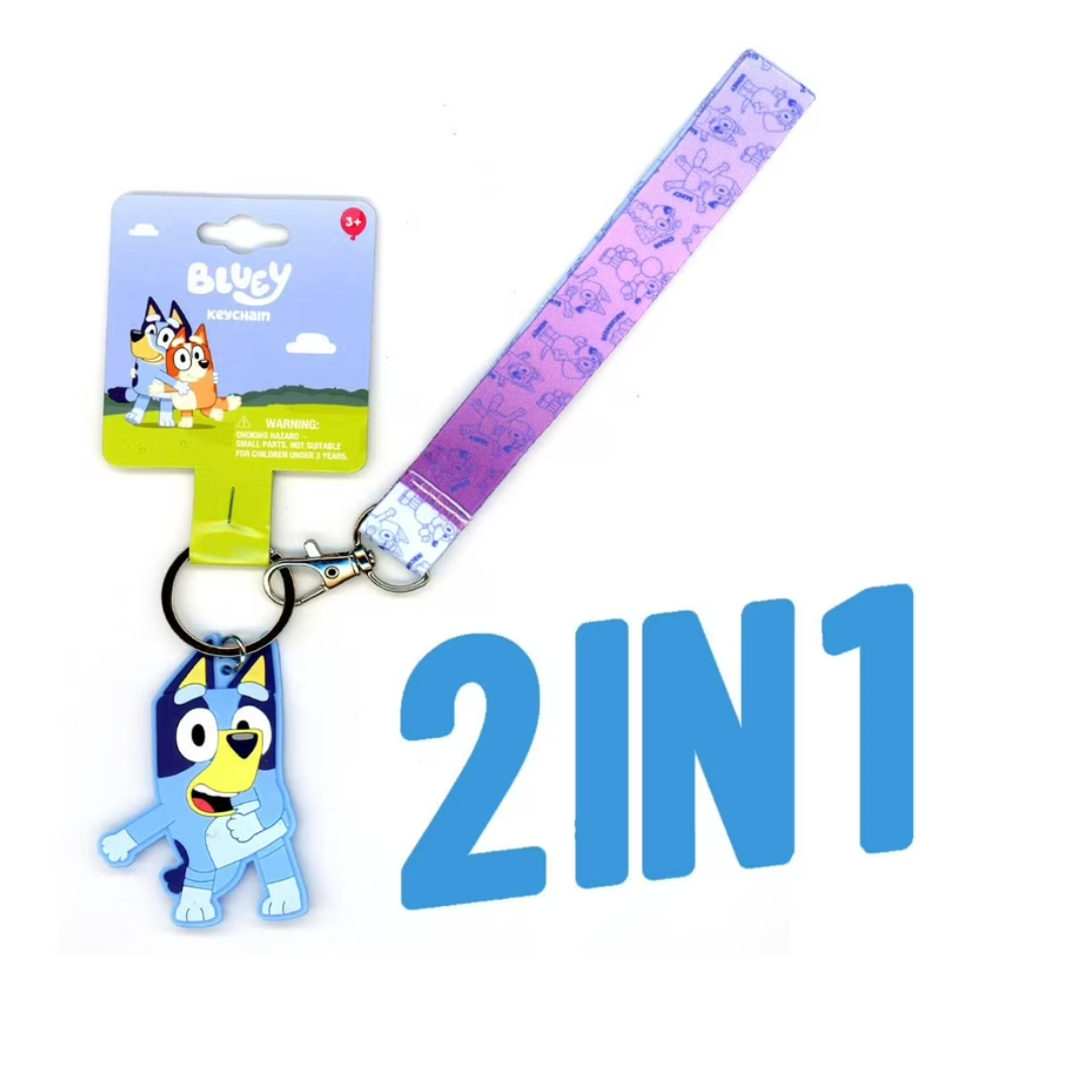 Bluey Lanyard with Rubber Keychain