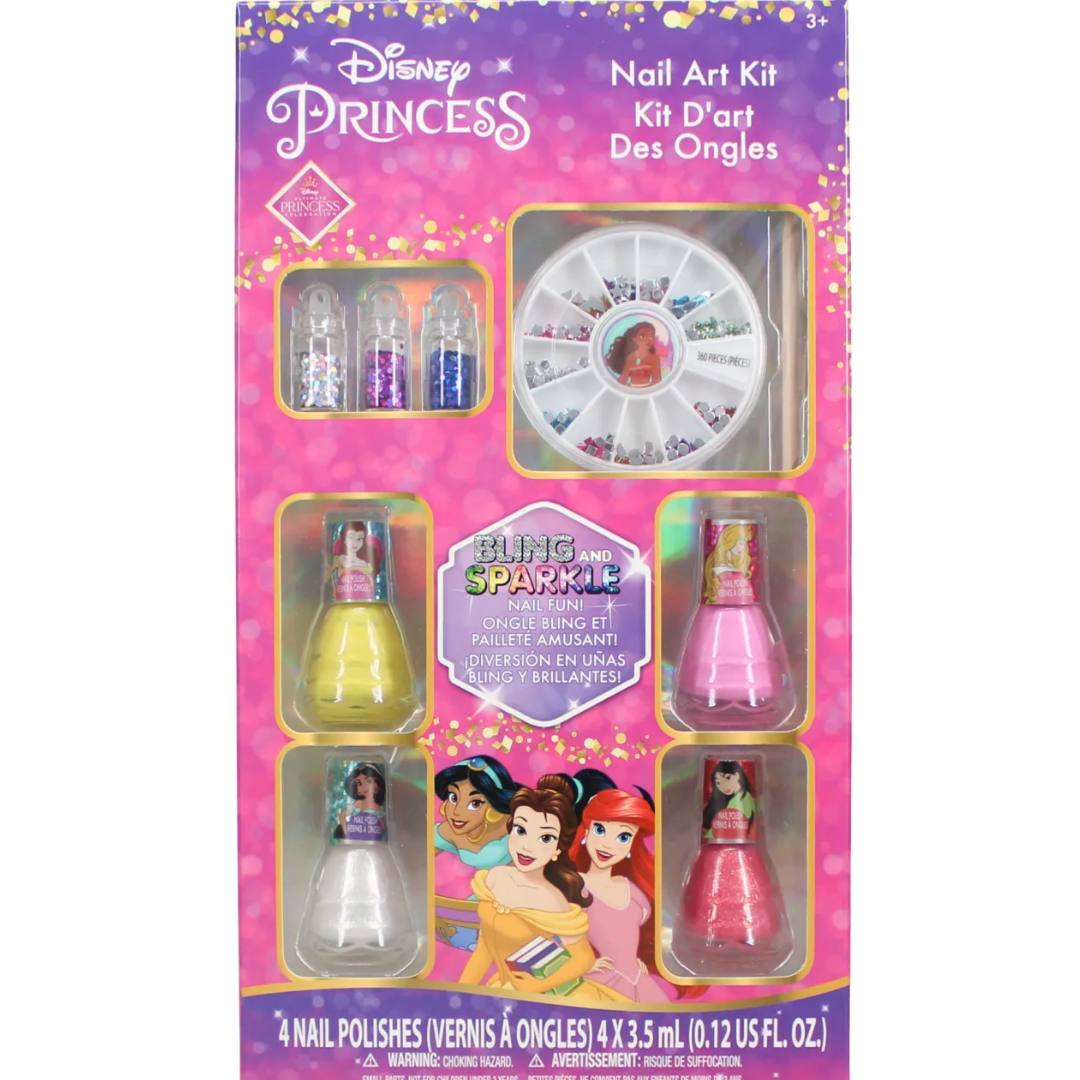 5r5r5r5r5r5r5r5r5 Princess 4Pk Nail Polish with Nails Gem whell and Glitter - Image 1