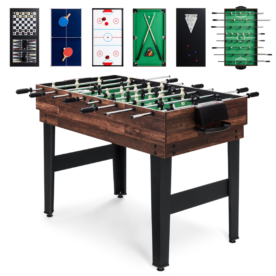 909090909090909 Best Choice Products 10-in-1 Combo Game Table Set w/Hockey, Foosball, Pool, Shuffleboard, Ping Pong, Checkers, Bowling, and Backgammon - Natural - Image 1