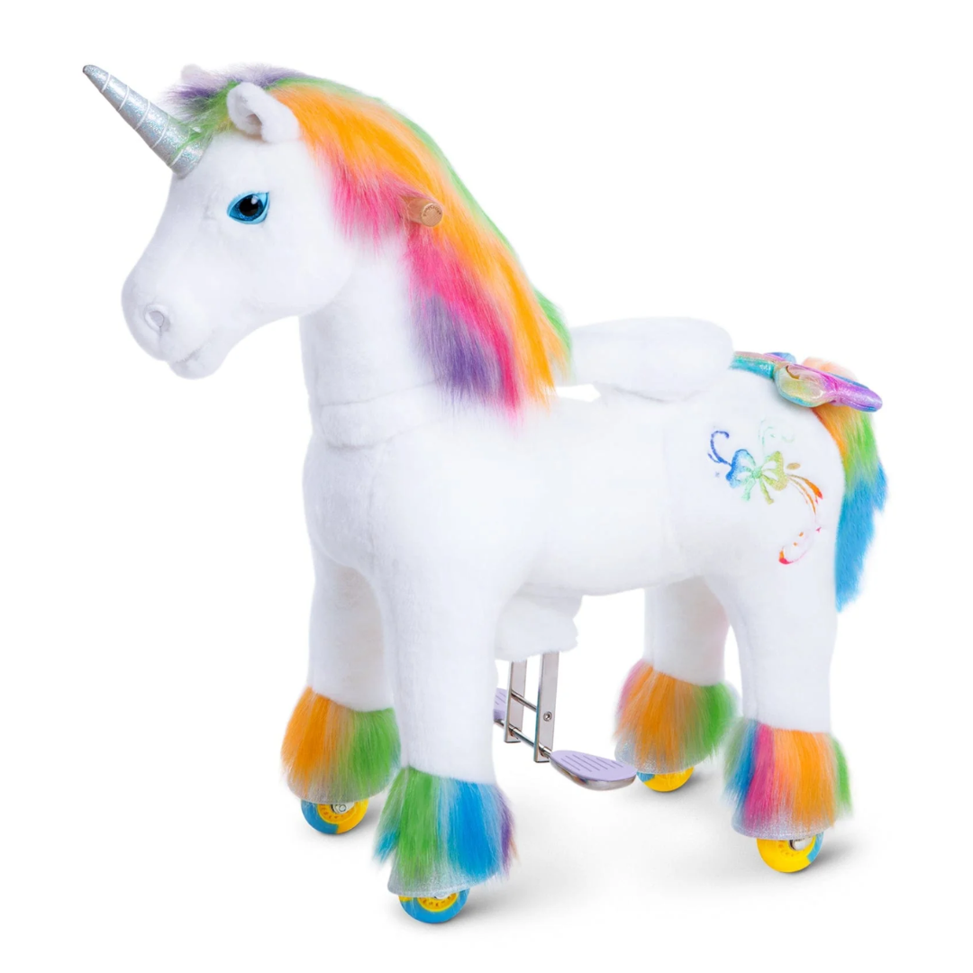 horse 2 Rainbow Unicorn Ride On Toy for Age 4-8 X42Model X - Image 1