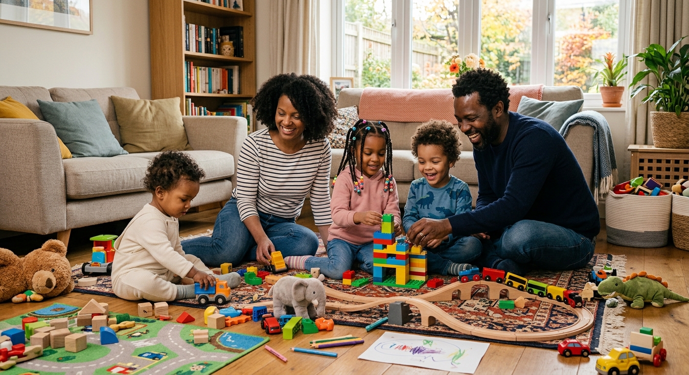 Kids and family playing during holidays